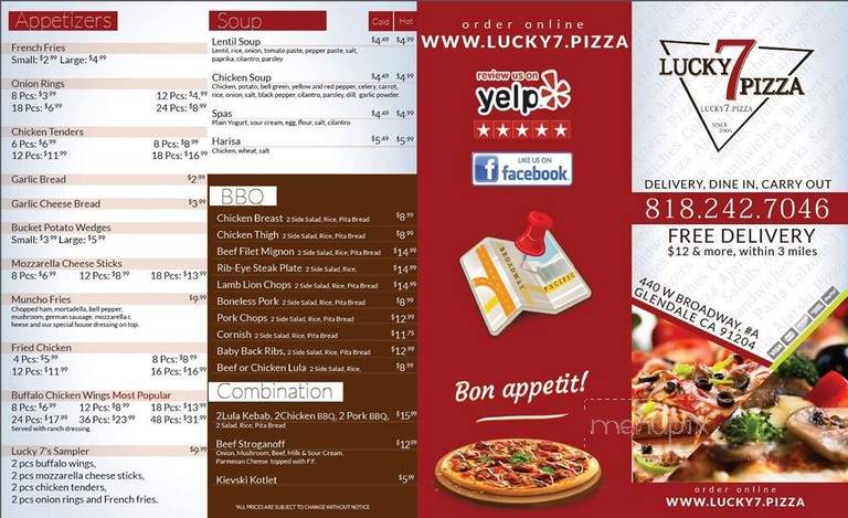 Lucky 7 Pizza - Glendale, CA menu_pic