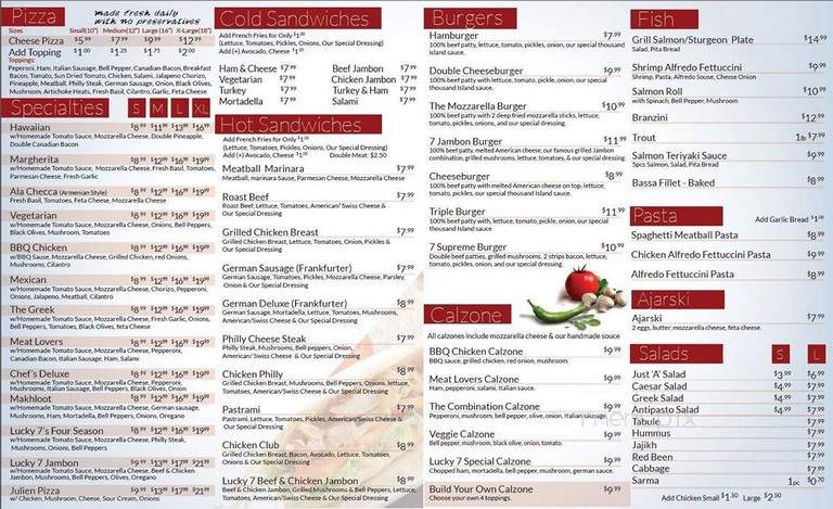 Lucky 7 Pizza - Glendale, CA menu_pic