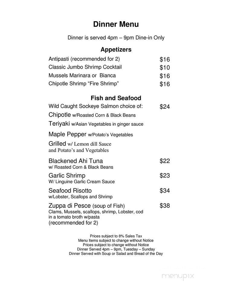 Madison's Restaurant - Livingston Manor, NY menu_pic