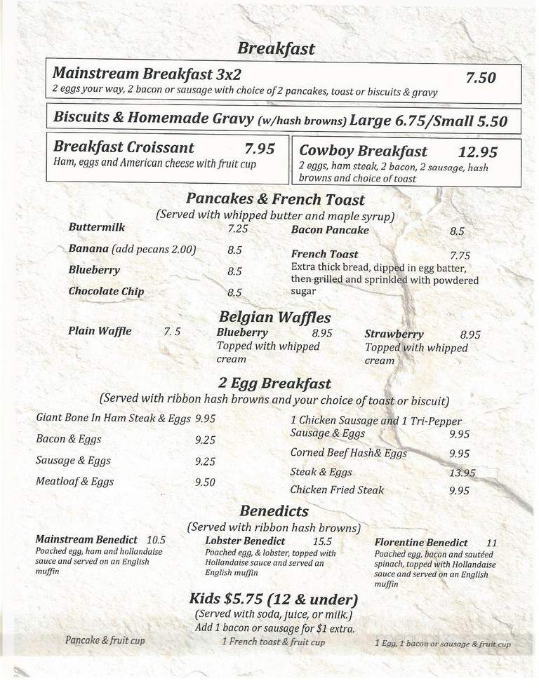 Mainstream Bar & Grill - Poway, CA menu_pic