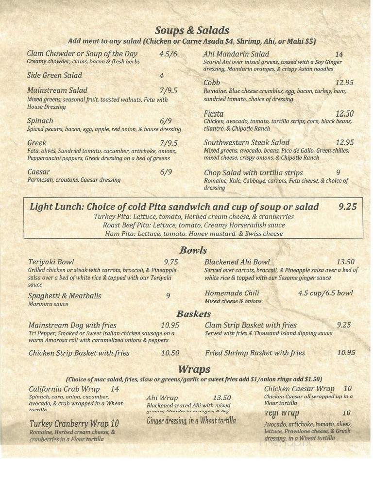 Mainstream Bar & Grill - Poway, CA menu_pic