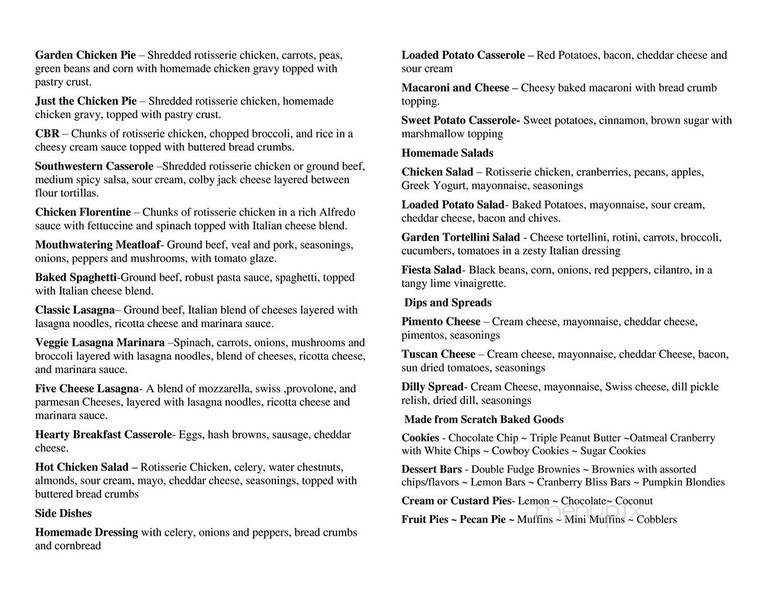 Marie and Twannette's Cafe and Bakery - Newton, NC menu_pic