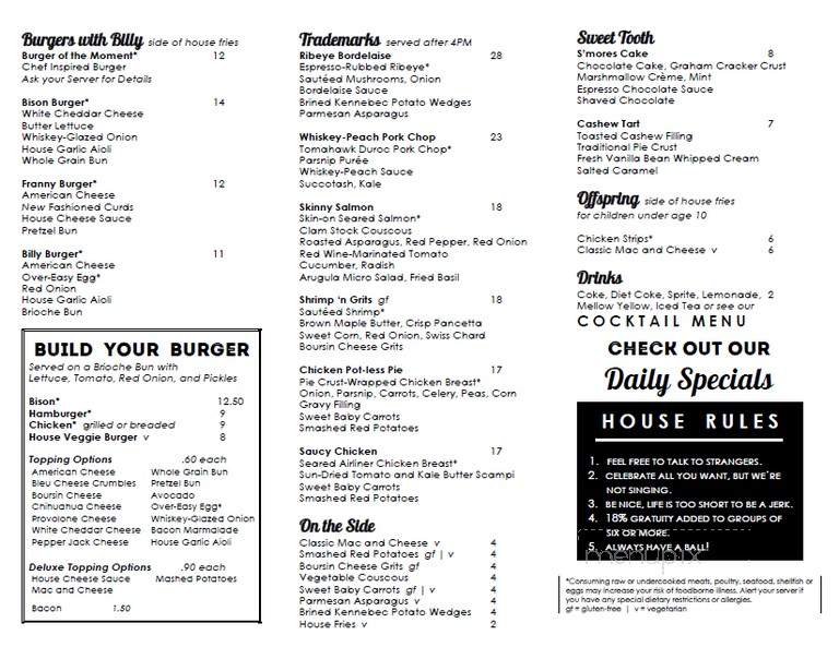 Me & Billy - Davenport, IA menu_pic