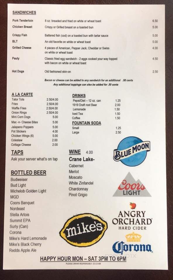 Miller's Corner Bar and Grill - Minneapolis, MN menu_pic