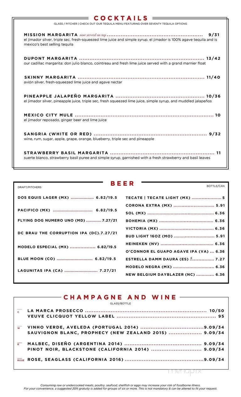 Mission - Washington, DC menu_pic