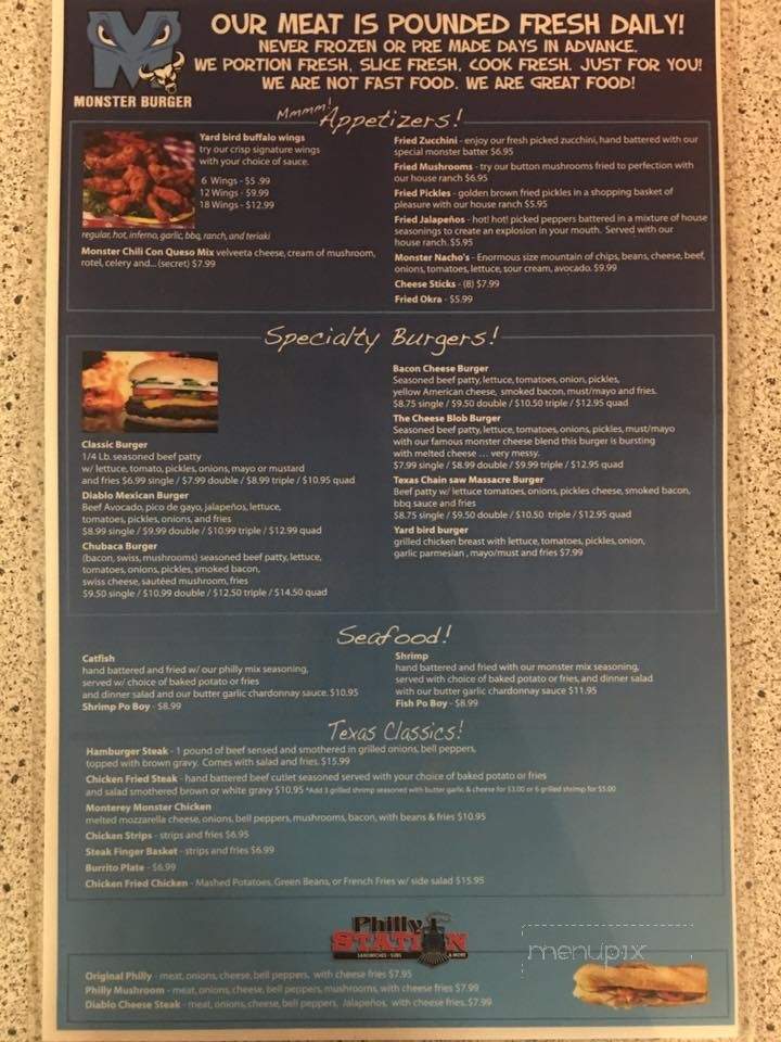 Monster Burger Sports Bar & Grill - Cuero, TX menu_pic