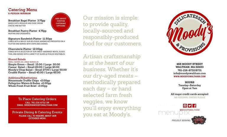 Moody's Delicatessen & Provisions - Waltham, MA menu_pic