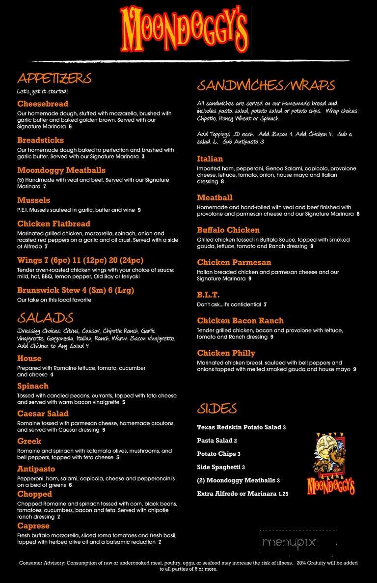 Moondoggy's Pizza & Pub - Brunswick, GA menu_pic