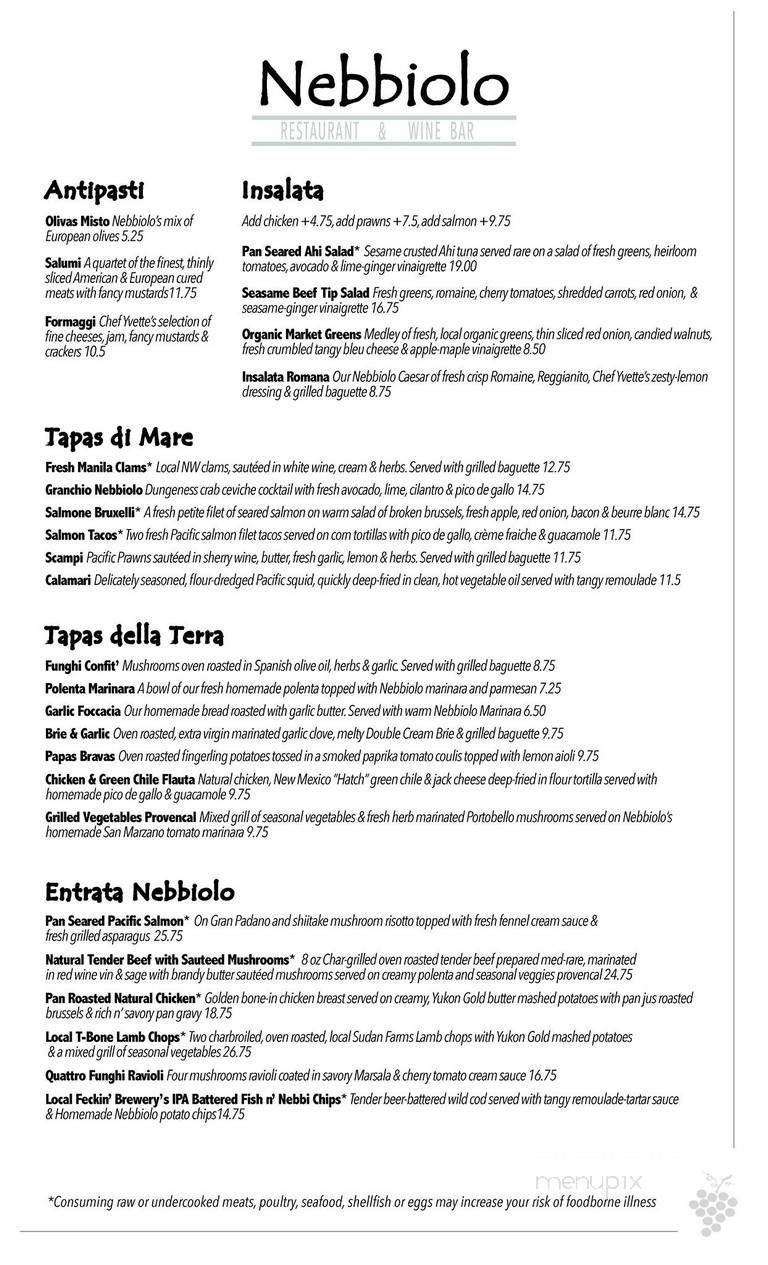 Nebbiolo Wine Bar & Market - Oregon City, OR menu_pic