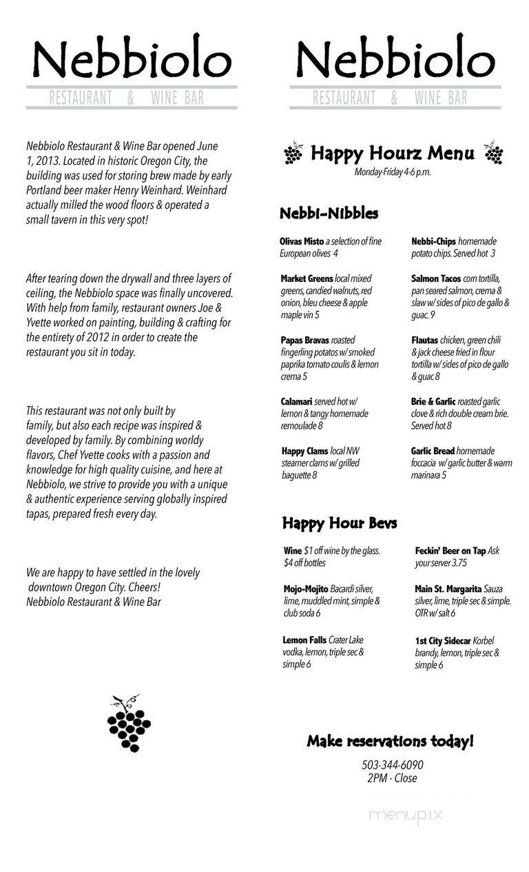 Nebbiolo Wine Bar & Market - Oregon City, OR menu_pic