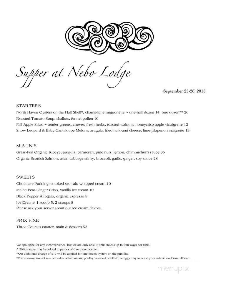 Nebo Lodge & Restaurant - North Haven, ME menu_pic