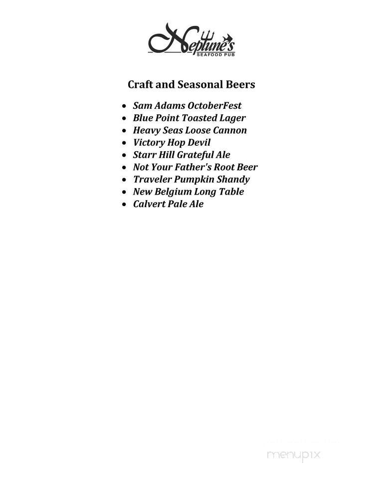 Neptunes Seafood Pub - North Beach, MD menu_pic