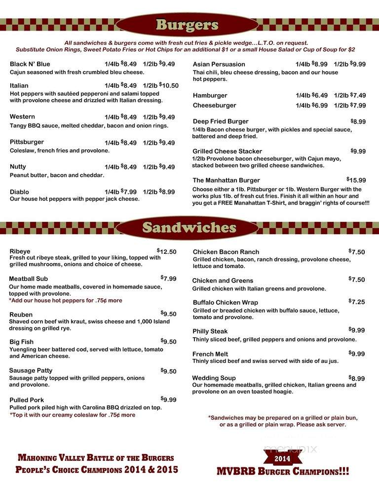 Online Menu of New Mahattan, Hubbard, OH