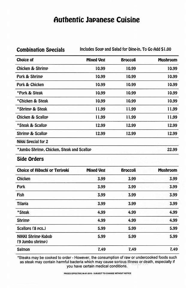 Nikki Japanese Restaurant - Taylorsville, NC menu_pic