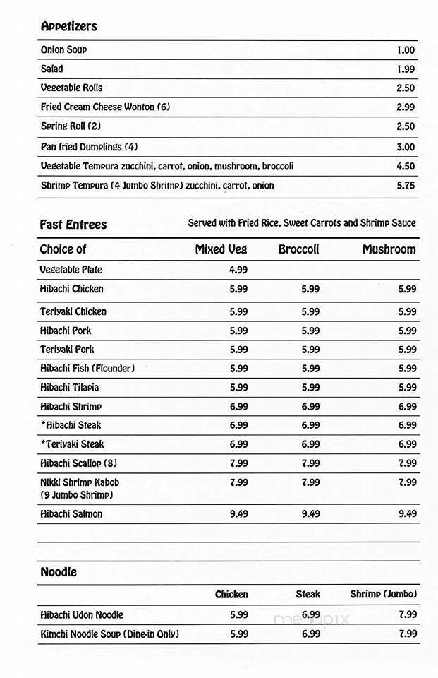 Nikki Japanese Restaurant - Taylorsville, NC menu_pic