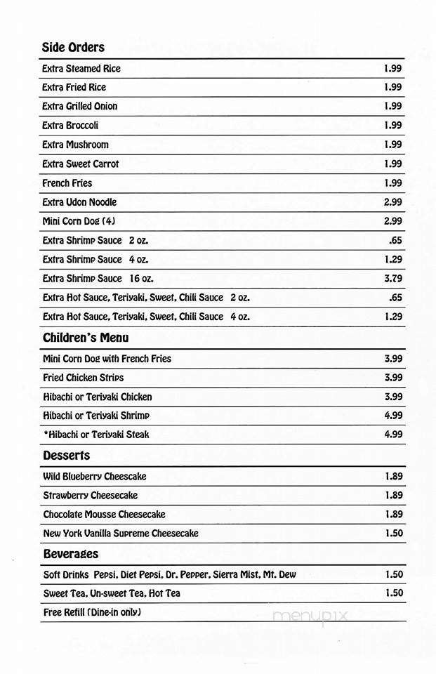 Nikki Japanese Restaurant - Taylorsville, NC menu_pic