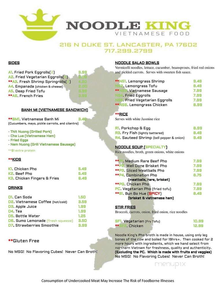 Noodle King - Lancaster, PA menu_pic