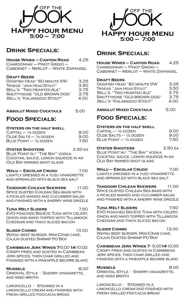 Off The Hook - Warrendale, PA menu_pic