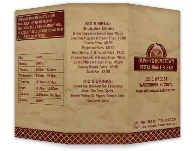 Oliver's - Wadesboro, NC menu_pic