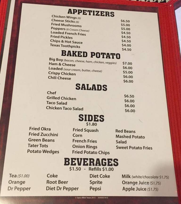 Olney Cafe - Olney, TX menu_pic