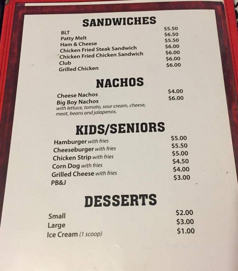 Olney Cafe - Olney, TX menu_pic