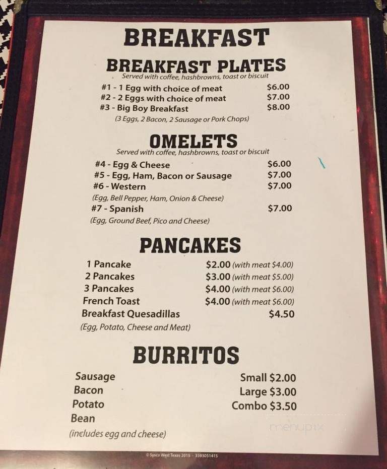 Olney Cafe - Olney, TX menu_pic