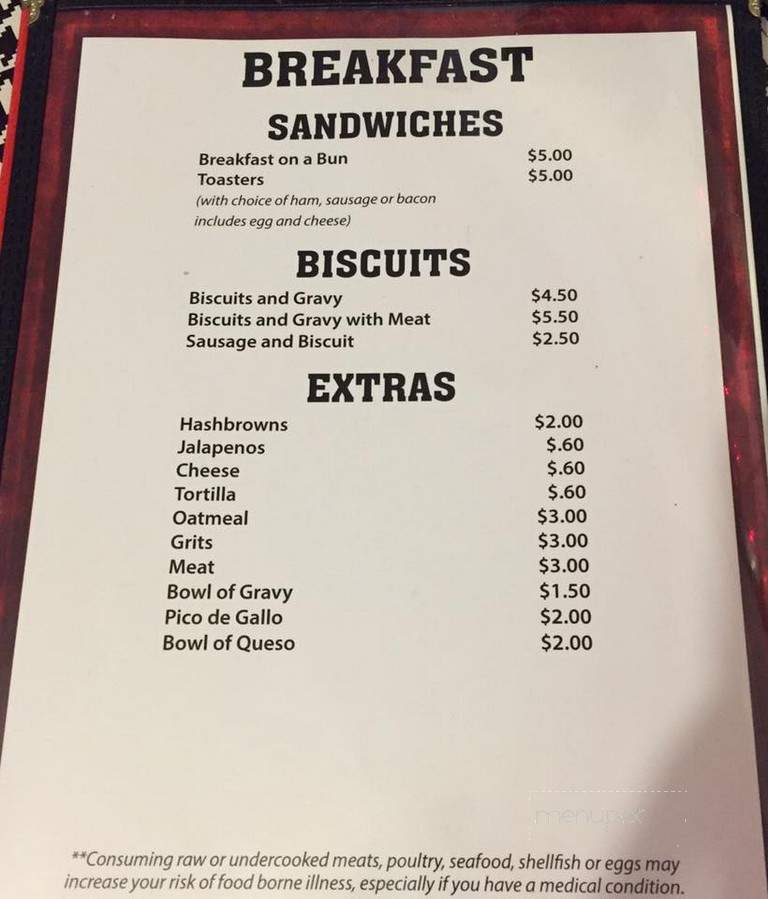 Olney Cafe - Olney, TX menu_pic