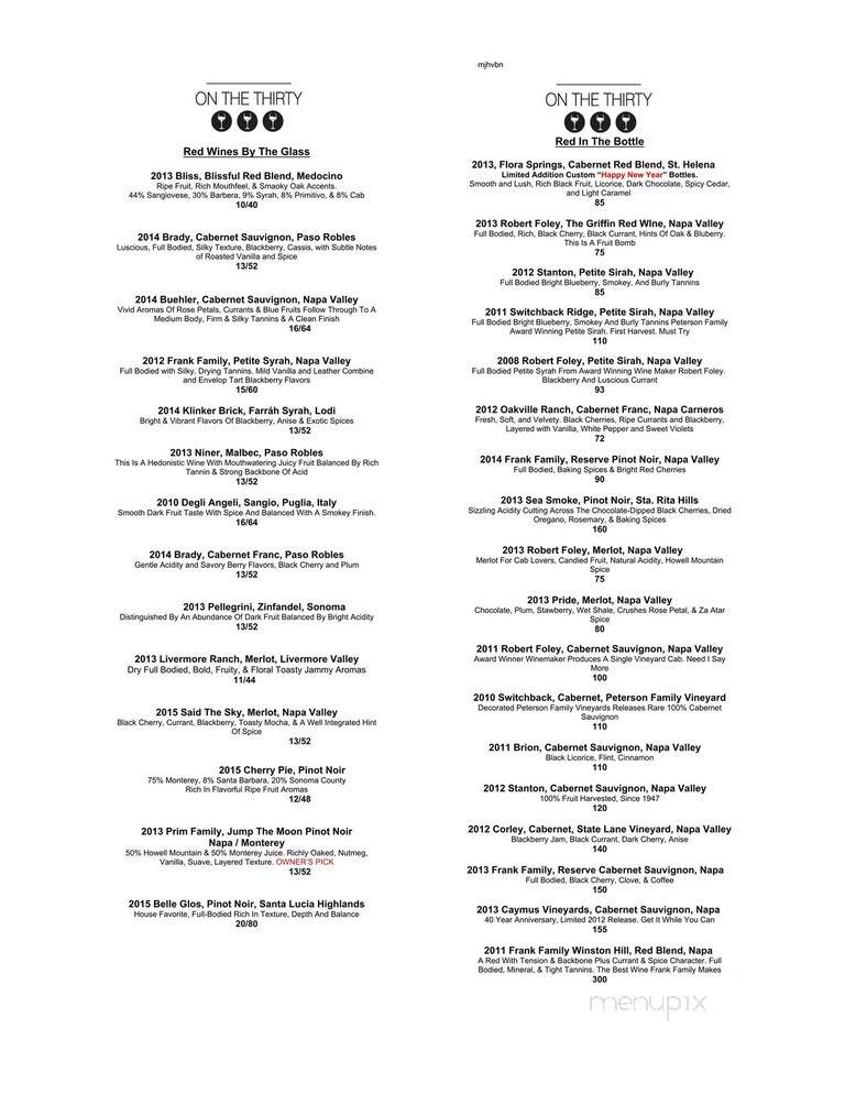 On the Thirty - Sherman Oaks, CA menu_pic