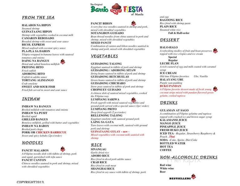 Original Barrio Fiesta of Manila - North Hills, CA menu_pic