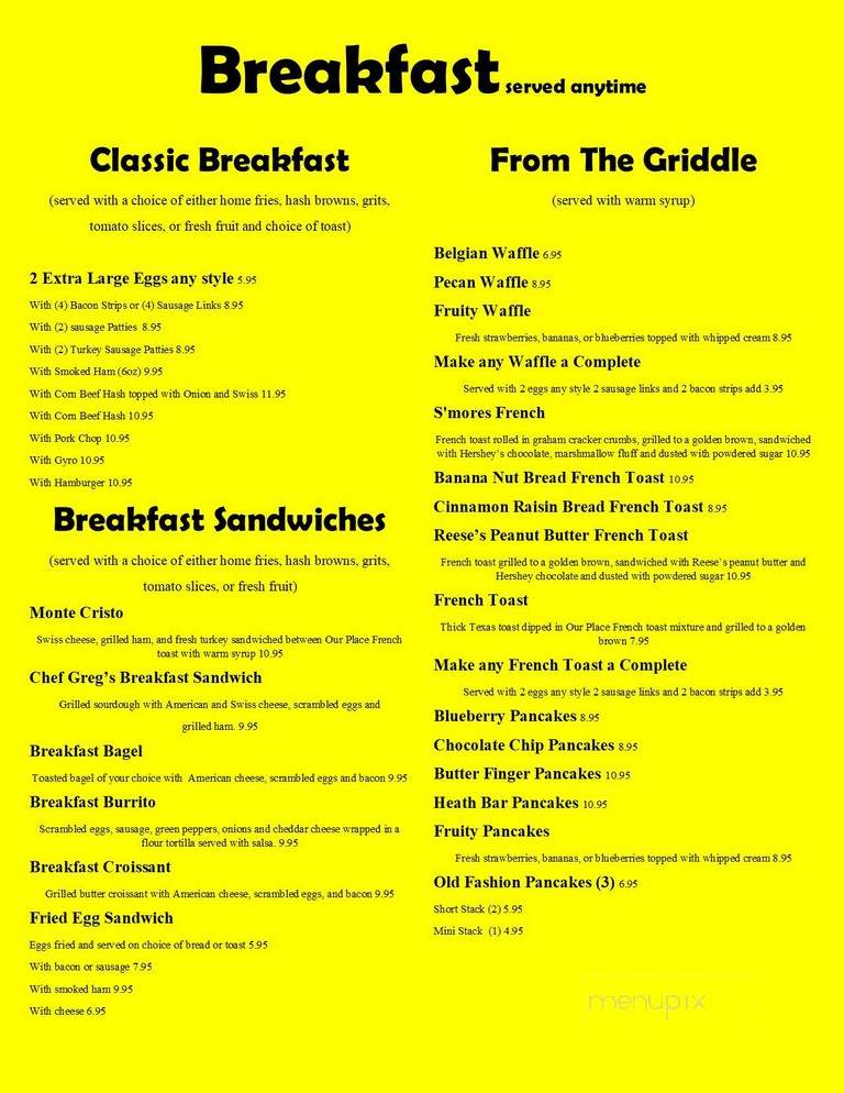 Our Place - Dunedin, FL menu_pic