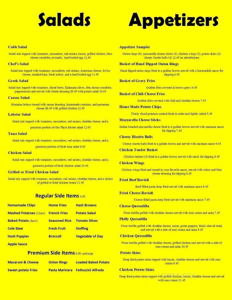 Our Place - Dunedin, FL menu_pic
