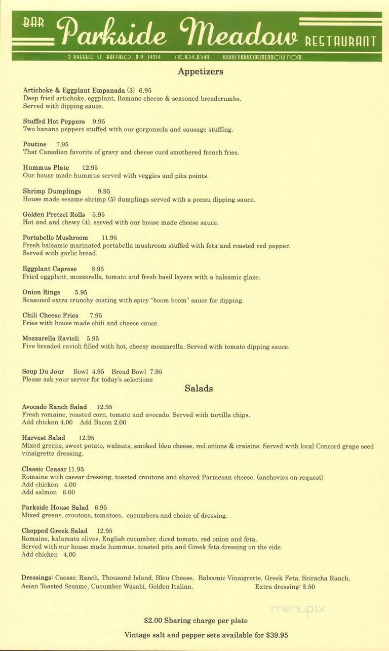 Parkside Meadow - Buffalo, NY menu_pic