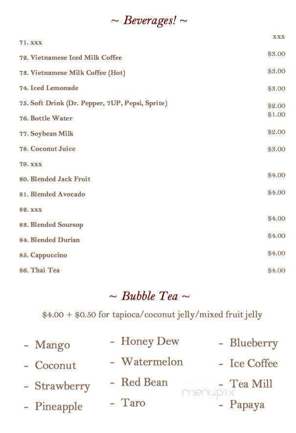 Pho Shizzle - Renton, WA menu_pic