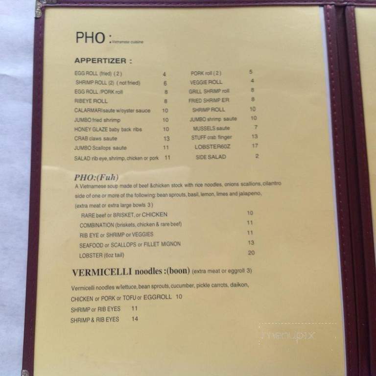 PHO Vietnamese Restaurant - Ocean Springs, MS menu_pic