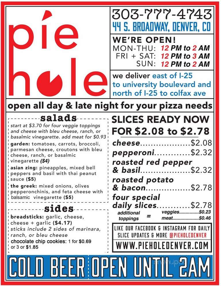 Pie Hole - Denver, CO menu_pic