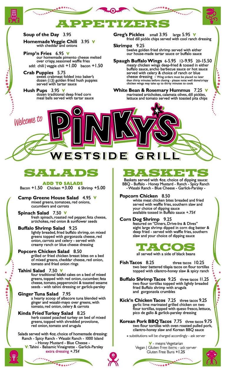 Pinky's Westside Grill - Huntersville, NC menu_pic