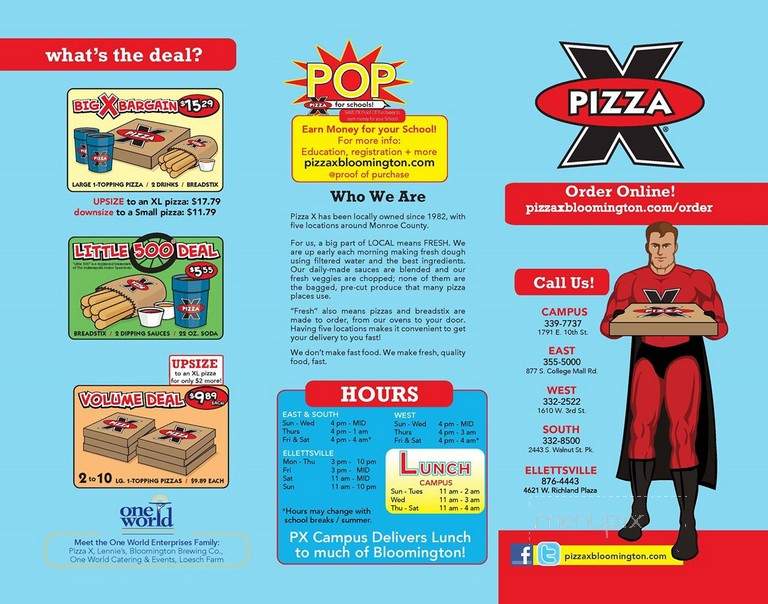 Pizza X - Bloomington, IN menu_pic