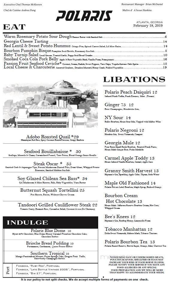 Polaris - Atlanta, GA menu_pic