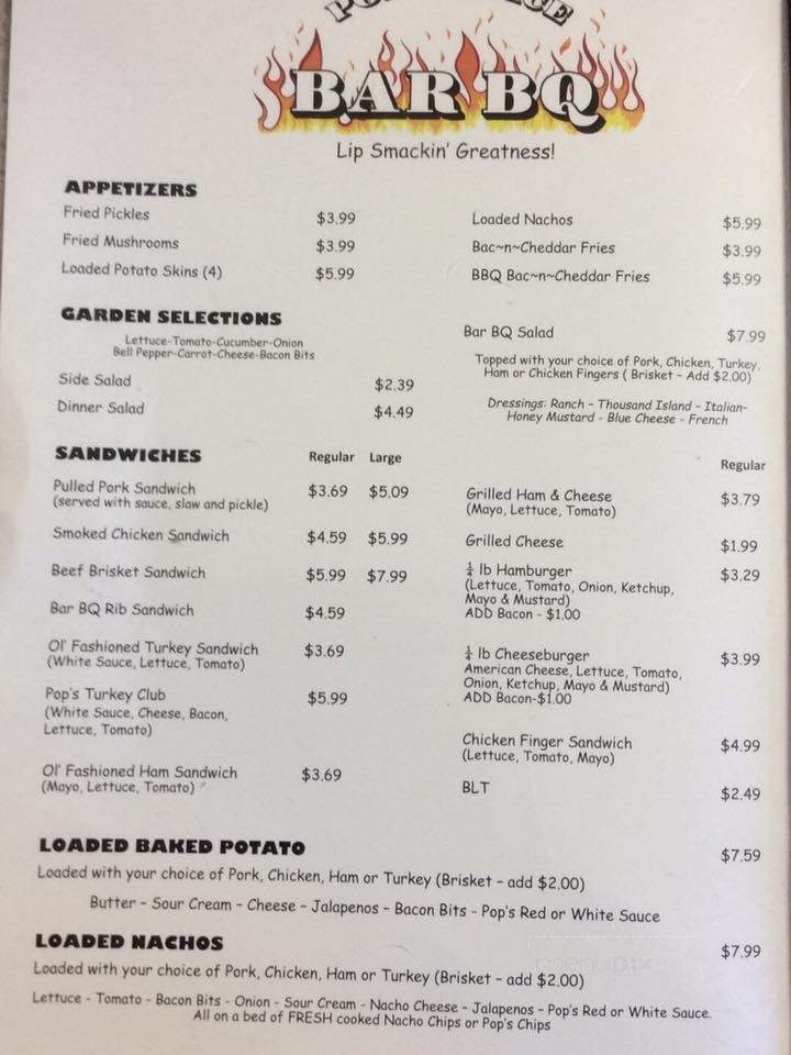 Pop's Place Bar B Q - Hanceville, AL menu_pic