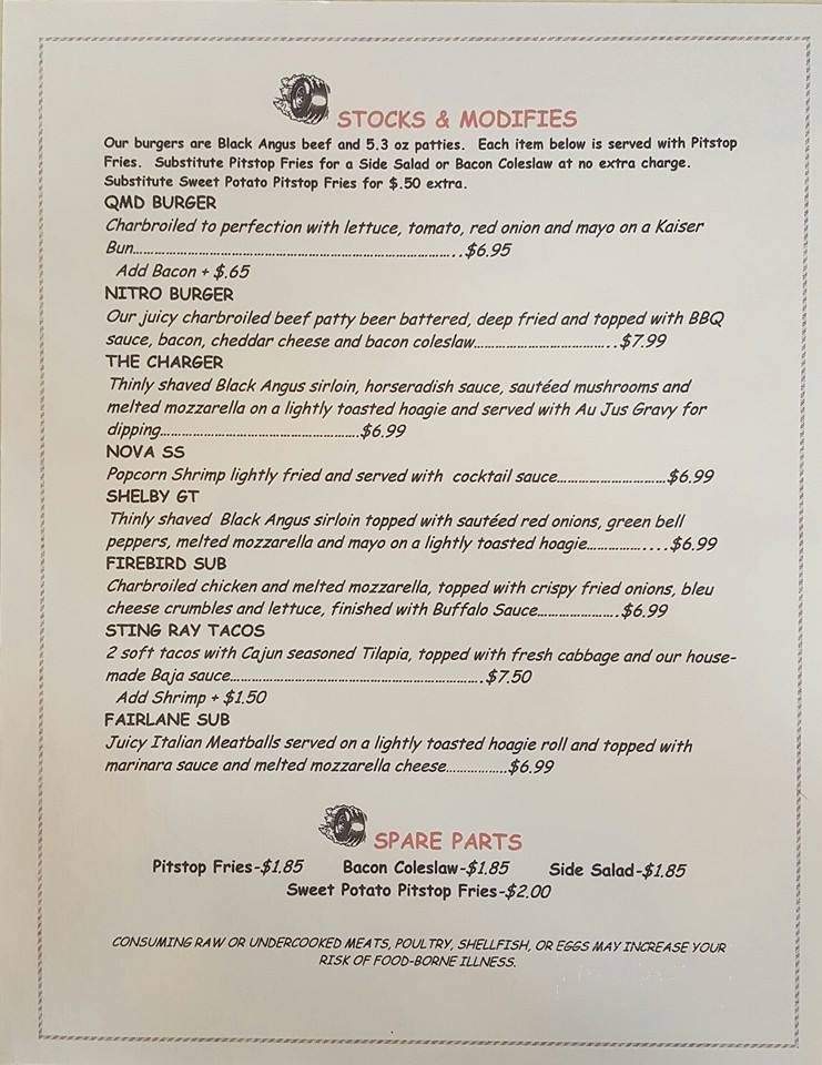 Quarter Mile Diner - Wardensville, WV menu_pic
