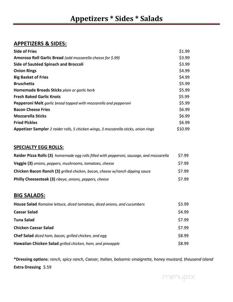 Raider Pizza and Wings - Fort Myers, FL menu_pic