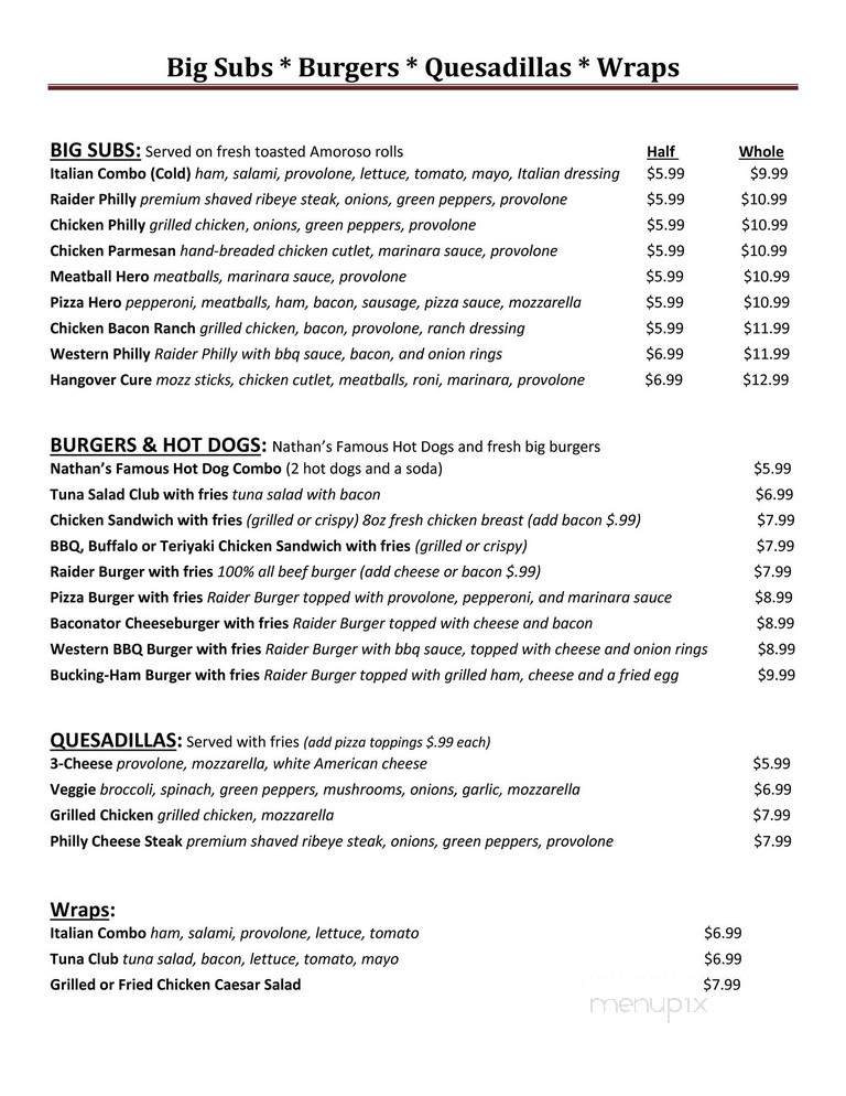 Raider Pizza and Wings - Fort Myers, FL menu_pic