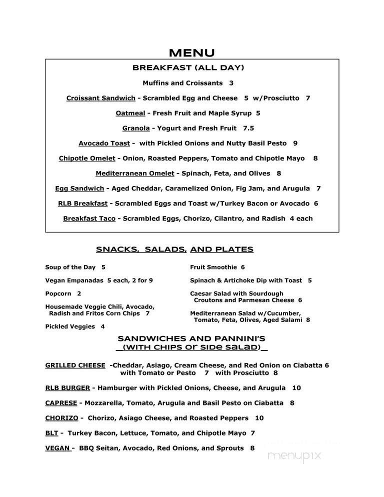 Red Lantern Bicycles - Brooklyn, NY menu_pic