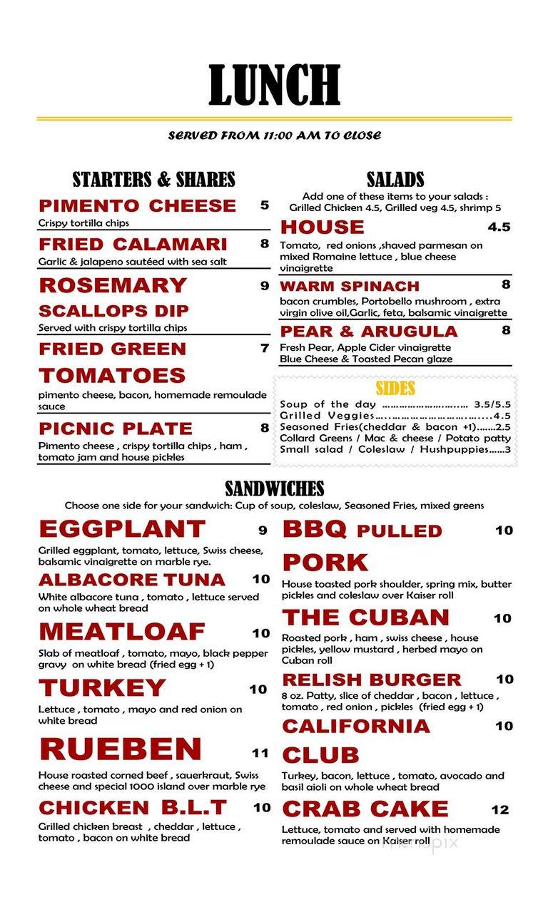 Relish Cafe - Hilton Head Island, SC menu_pic