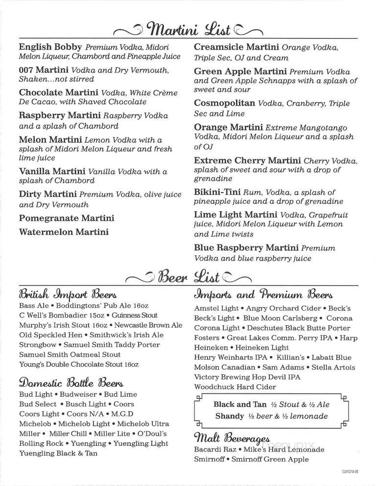 Ricky's English Pub - Salem, OH menu_pic