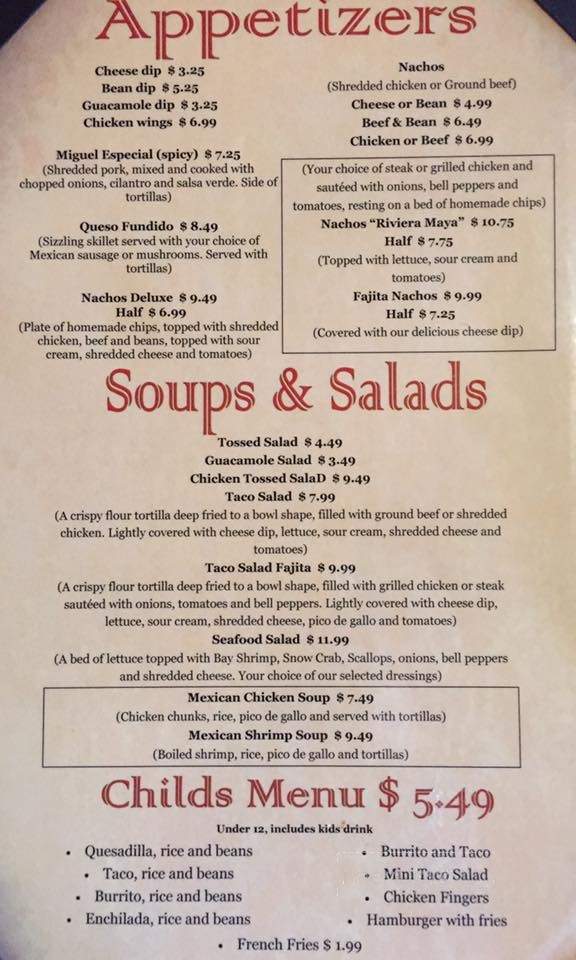 Riviera Maya Mexican Grill - Cuba, MO menu_pic