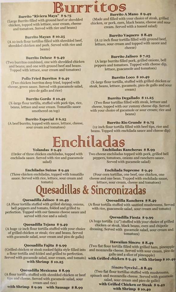 Riviera Maya Mexican Grill - Cuba, MO menu_pic