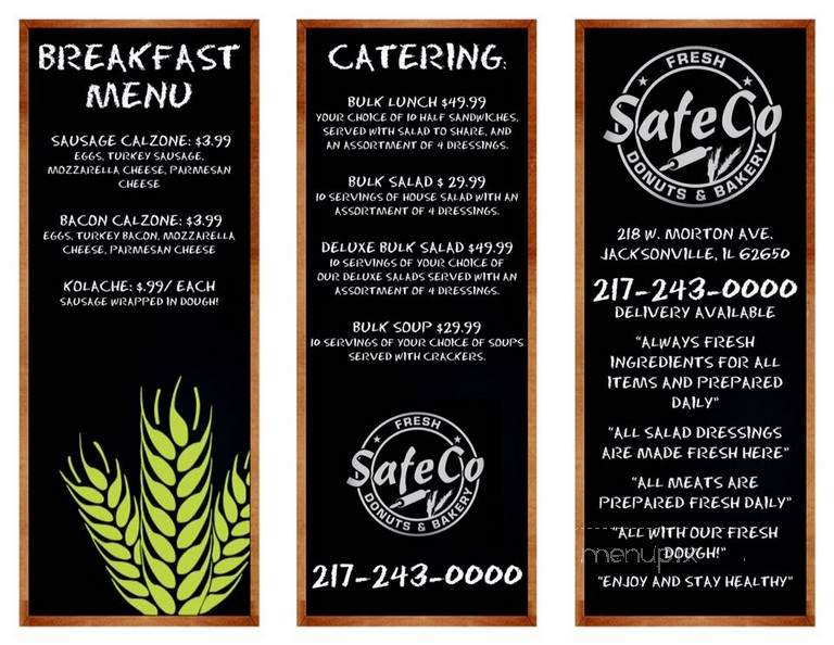 safeCo Donuts and bakery Shop - Jacksonville, IL menu_pic