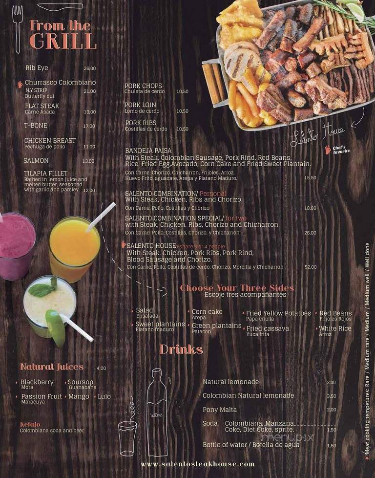 Salento Steak House - Jacksonville, FL menu_pic