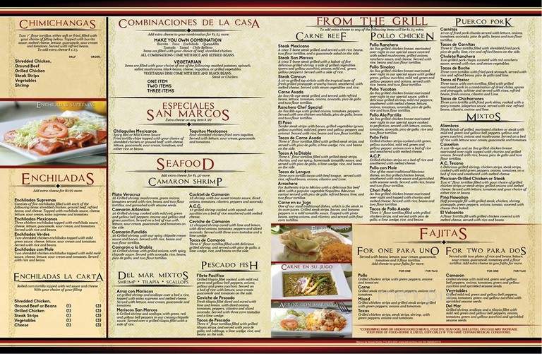 San Marcos Mexican Restaurant - Smithfield, NC menu_pic